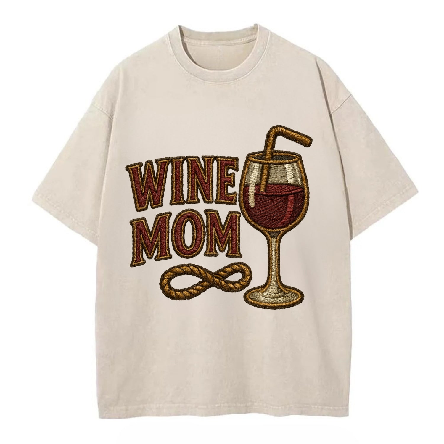 Wine Mom  - Vintage T-shirt - Off White