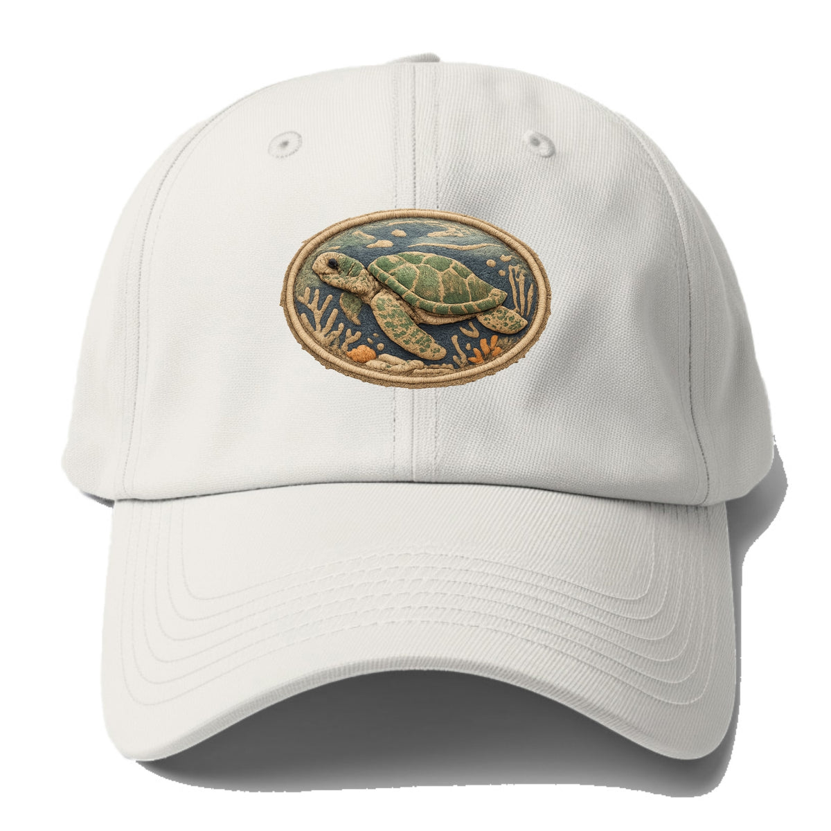 SEA TURTLE - swimming turtle in green and blue , ocean life - Baseball Cap For Big Heads - Off White