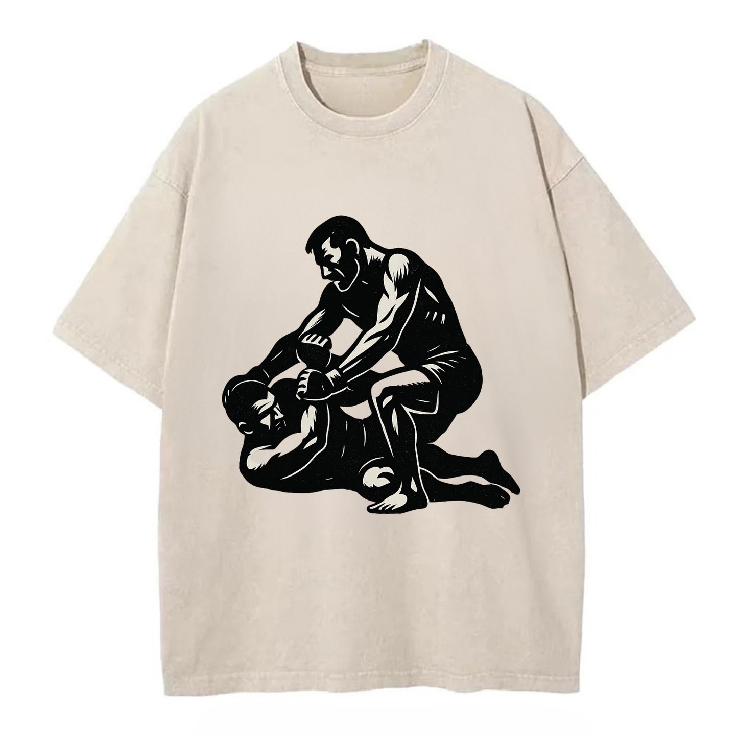 MMA fighter in ground submission hold - Vintage T-shirt - Off White