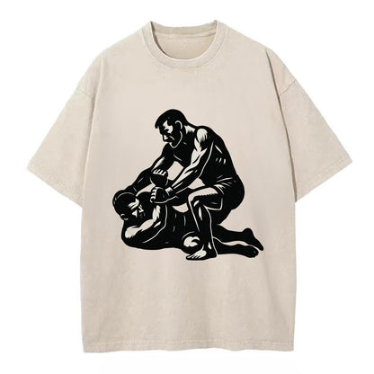 MMA fighter in ground submission hold - Vintage T-shirt - Off White