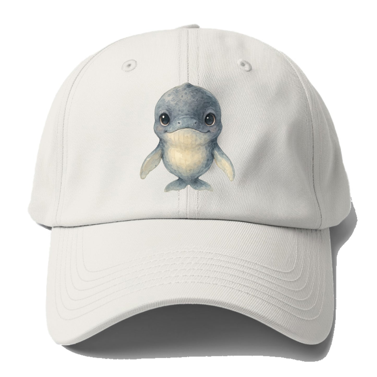 Baby Humpback Whale - dark gray with white flippers, large gentle - Baseball Cap For Big Heads - Off White