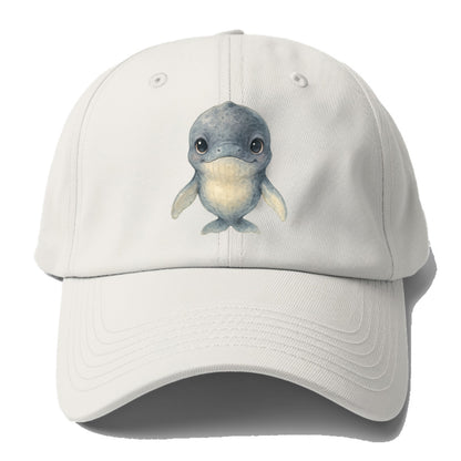 Baby Humpback Whale - dark gray with white flippers, large gentle - Baseball Cap For Big Heads - Off White