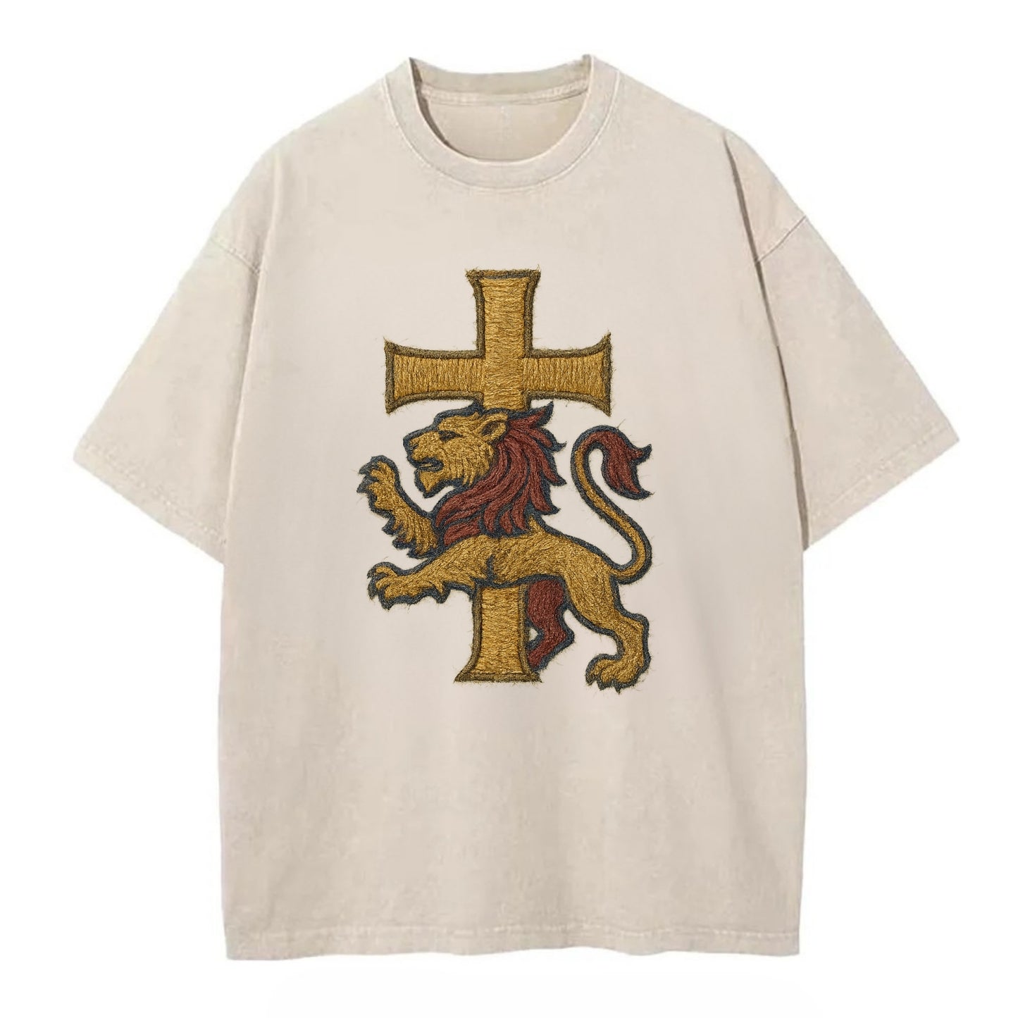 Lion and Cross  - Vintage T-shirt - Off White