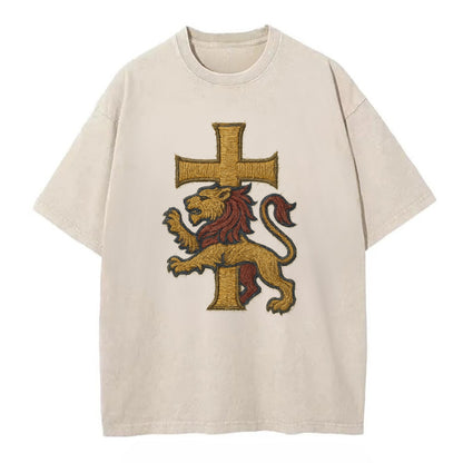 Lion and Cross  - Vintage T-shirt - Off White