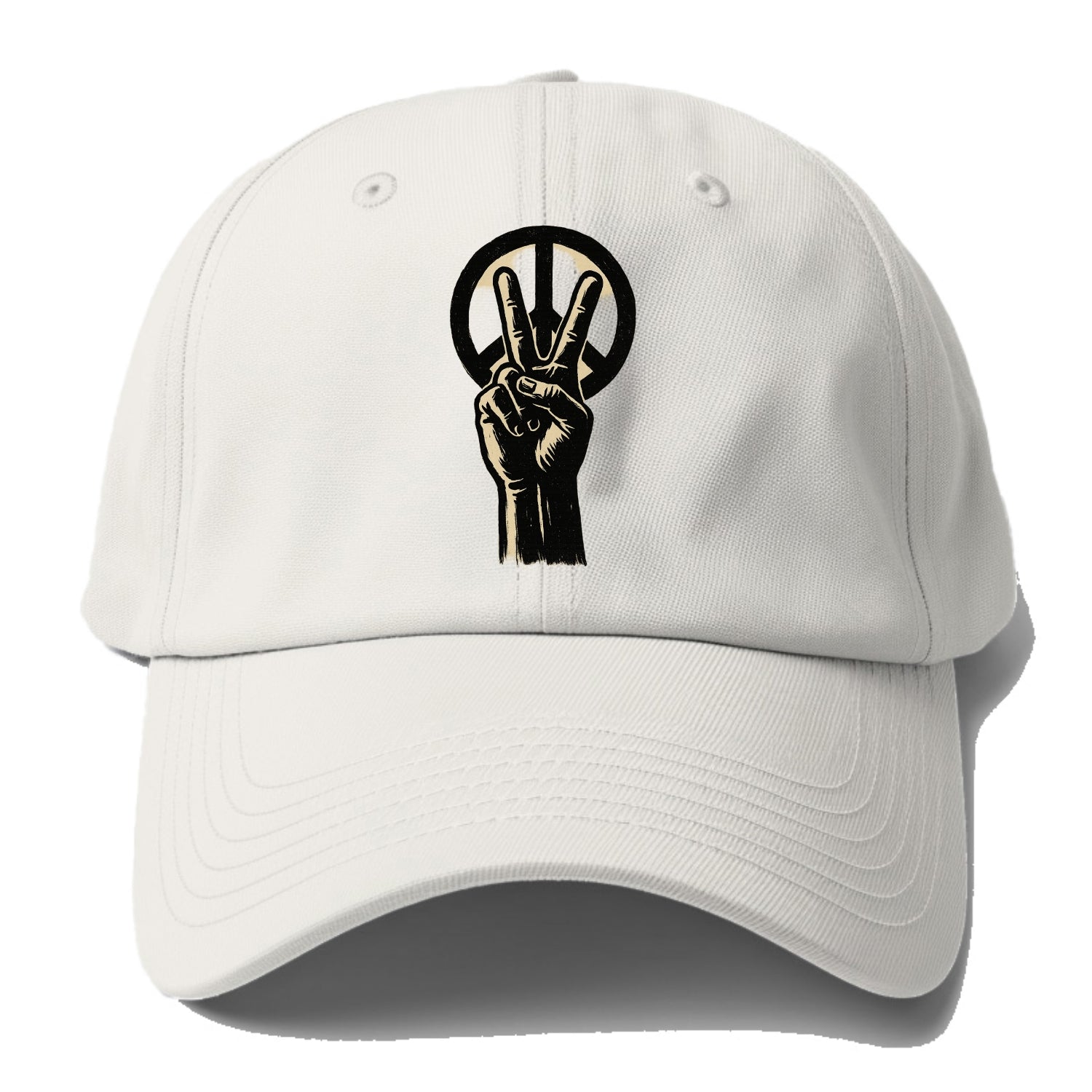 Peace sign hand gesture - anti-war movement ink brushstrokes - Baseball Cap - Off White