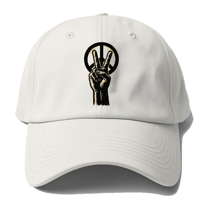 Peace sign hand gesture - anti-war movement ink brushstrokes - Baseball Cap - Off White
