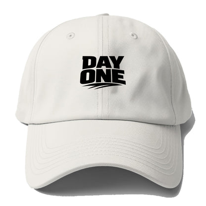 Bold typography design - "DAY ONE" - original friend, from the start - Baseball Cap For Big Heads - Off White