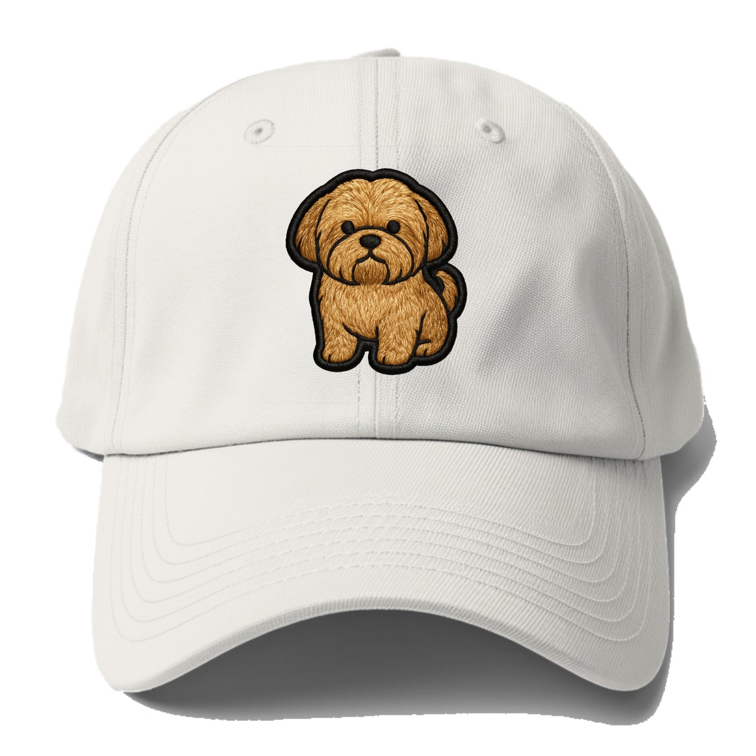 Shih Tzu - Minimalist fluffy design with - Baseball Cap For Big Heads - Off White