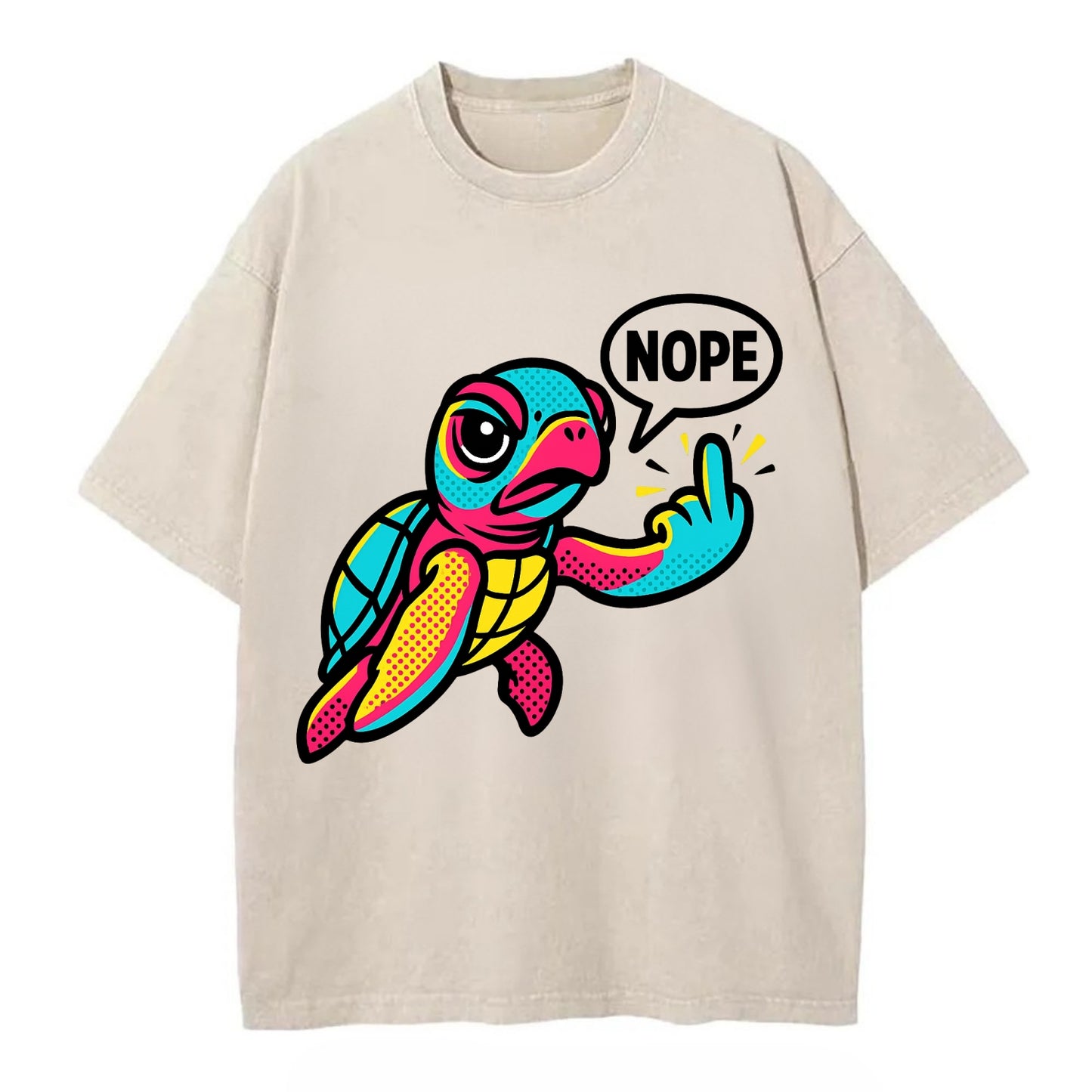 baby sea turtle swimming gracefully, one flipper extended sassily - Vintage T-shirt - Off White