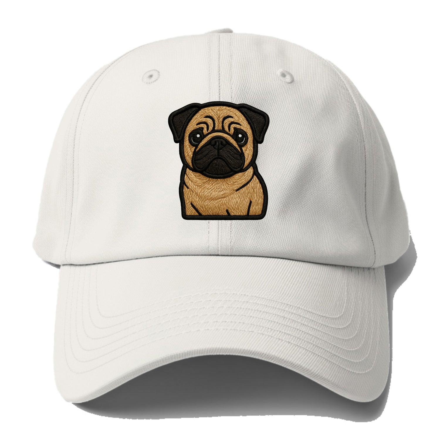 Pug - Contemporary wrinkled design with - Baseball Cap - Off White