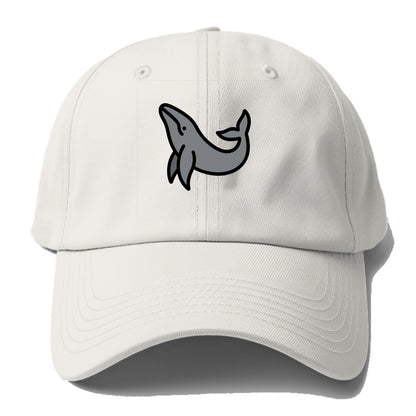 Humpback Whale - Gray breaching pose flat side profile - Baseball Cap For Big Heads - Off White
