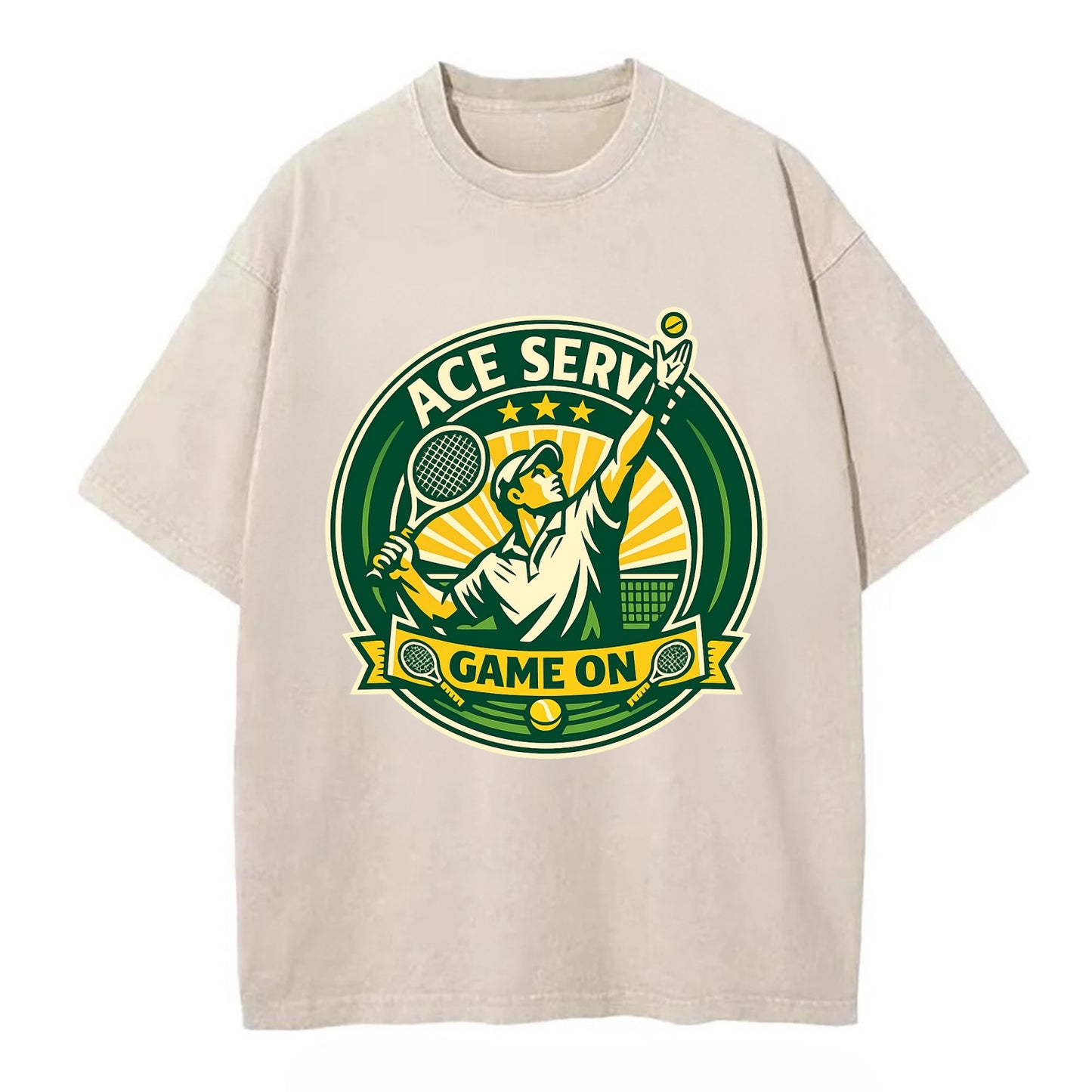 Serving Ace Emblem - Vintage T-shirt - Off White