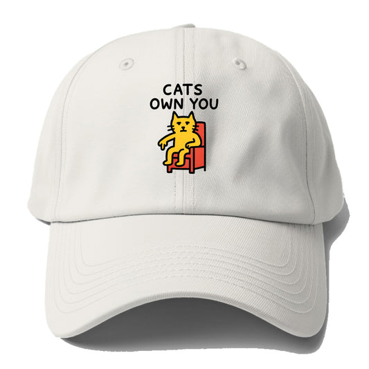 CATS OWN YOU | Cat on throne pointing down - Baseball Cap For Big Heads - Off White