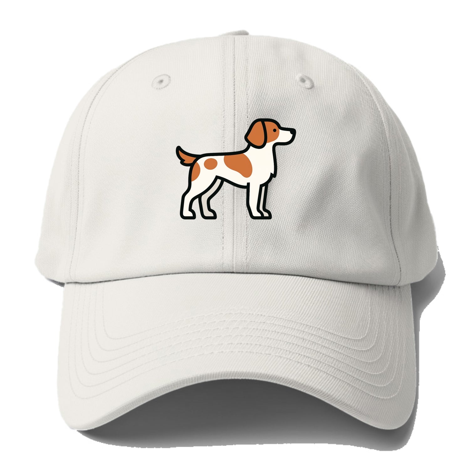 Brittany Spaniel - Orange and white flat side profile - Baseball Cap - Off White