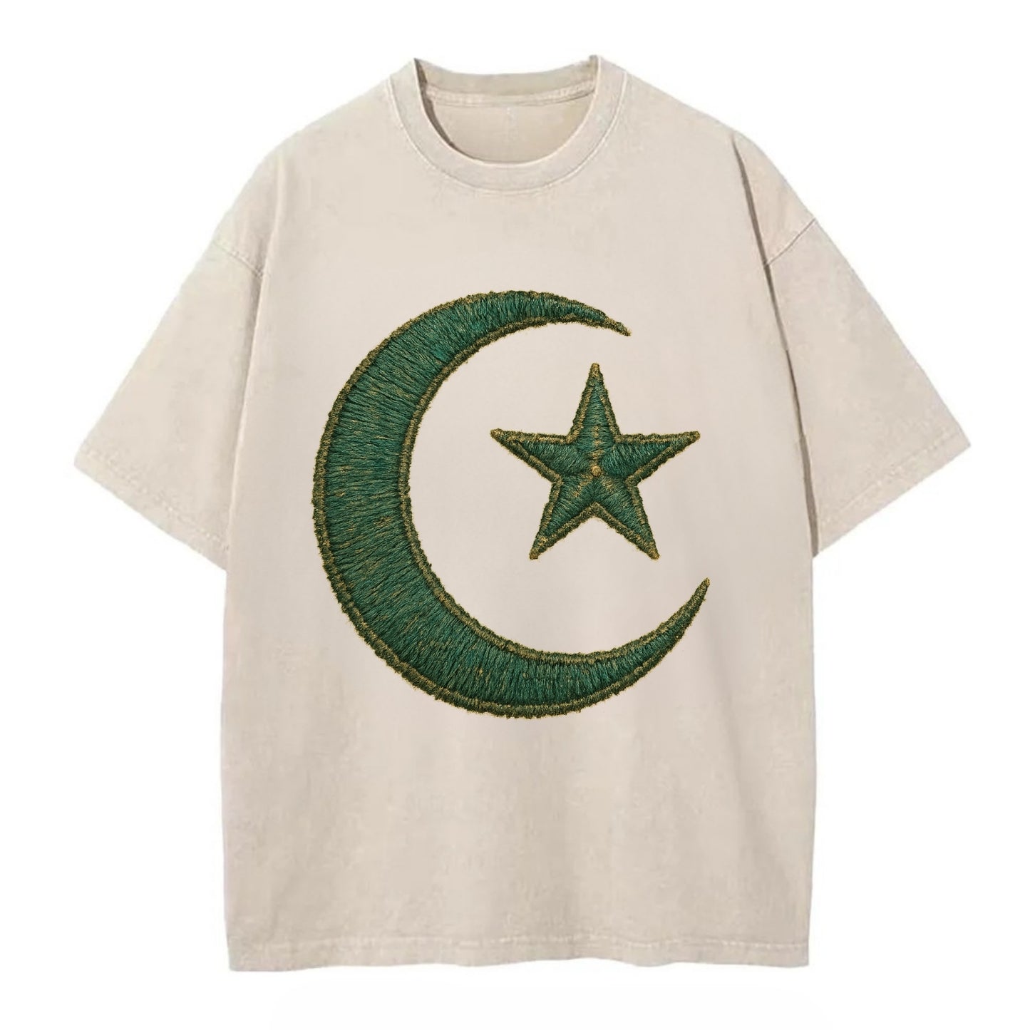 Crescent Moon and Star - Vintage T-shirt - Off White