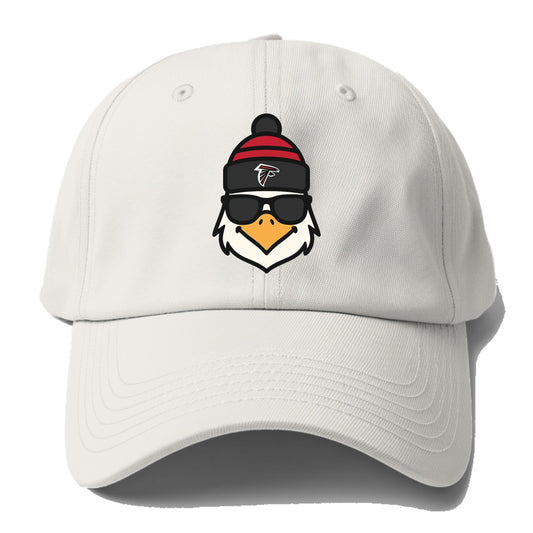 Atlanta Falcon wearing Falcons red and black beanie with pom pom and - Baseball Cap For Big Heads - Off White