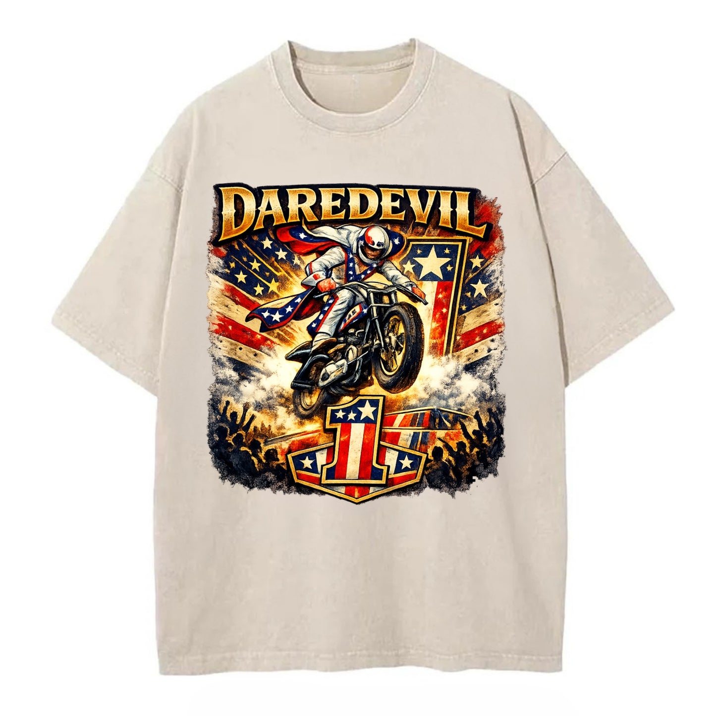 Daredevil Stunt Rider - Vintage T-shirt - Off White