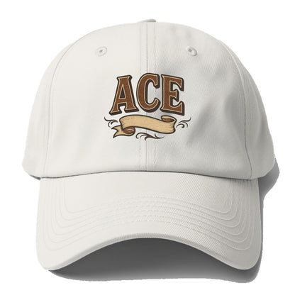 Bold typography design - "ACE" - expert, the best at something - Baseball Cap - Off White