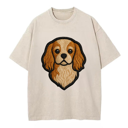 Cavalier King Charles Spaniel - Modern g - Vintage T-shirt - Off White