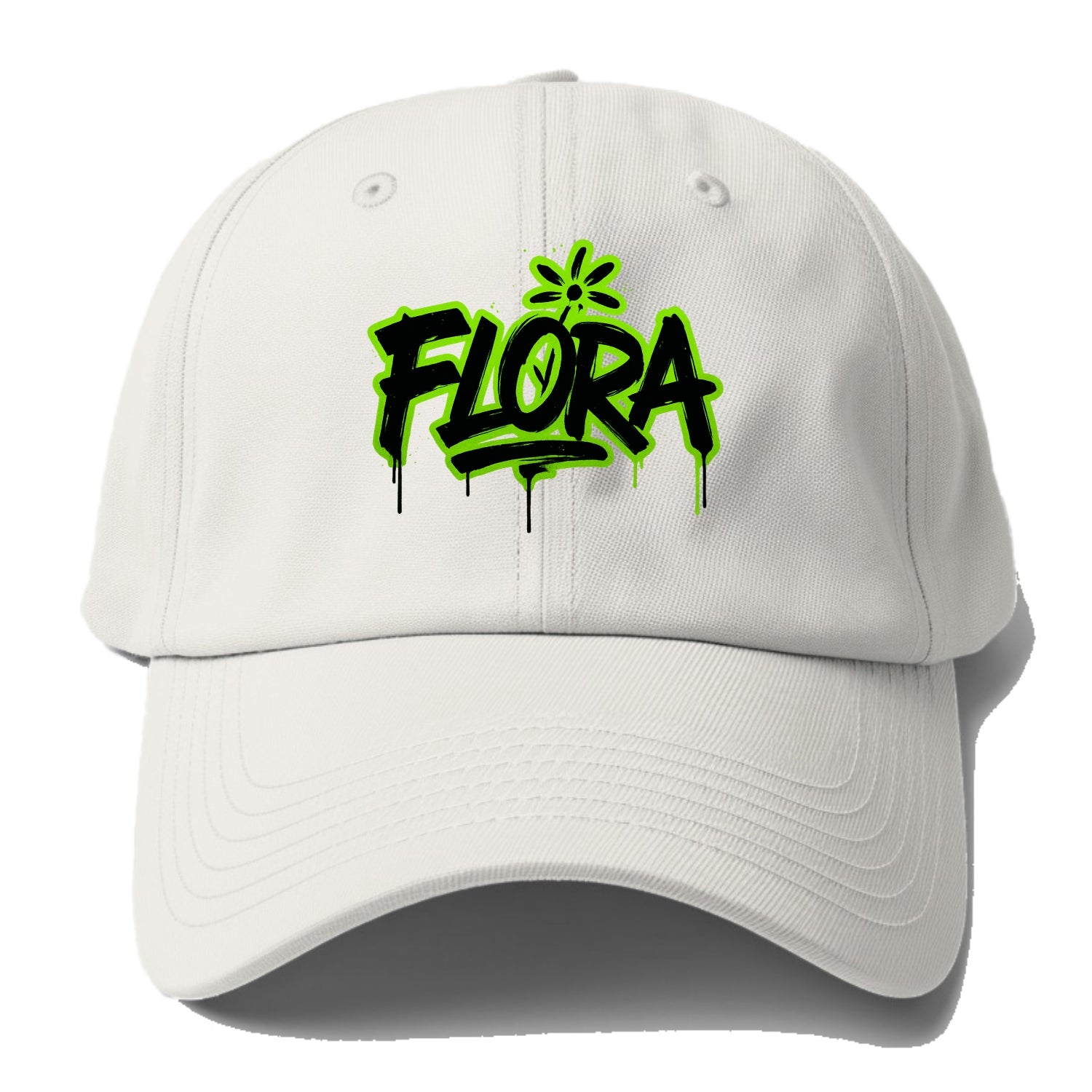 Bold typography design - "FLORA" - plant life, blooming - Baseball Cap - Off White