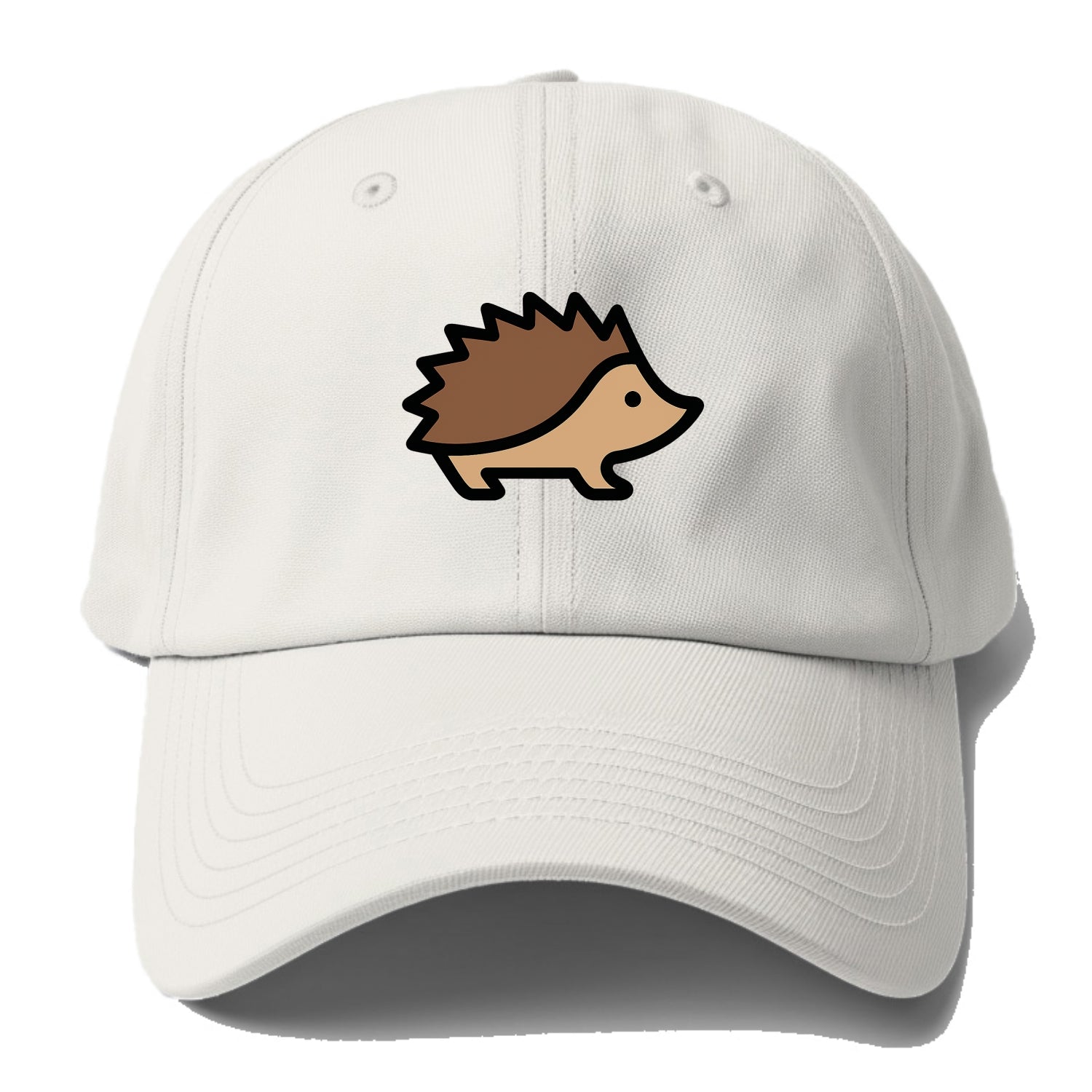 Hedgehog - Brown spiky back flat side profile - Baseball Cap - Off White