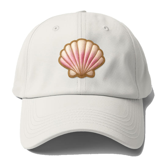 SEASHELL SCALLOP - scallop shell in cream and pink , beach - Baseball Cap For Big Heads - Off White