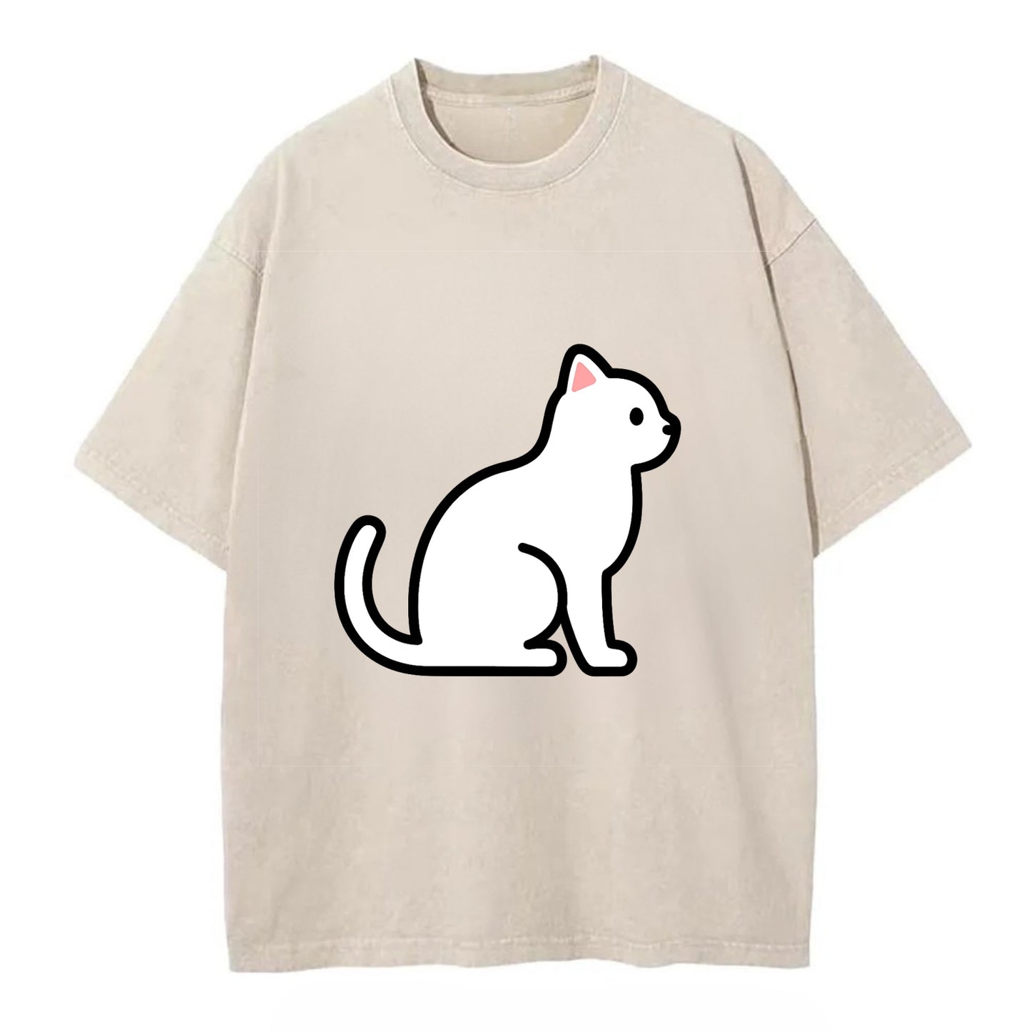 Domestic Shorthair - White classic flat side profile - Vintage T-shirt - Off White