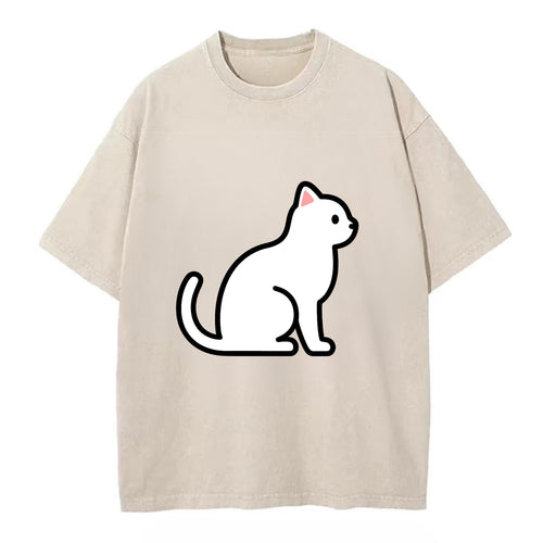 Domestic Shorthair - White classic flat side profile - Vintage T-shirt