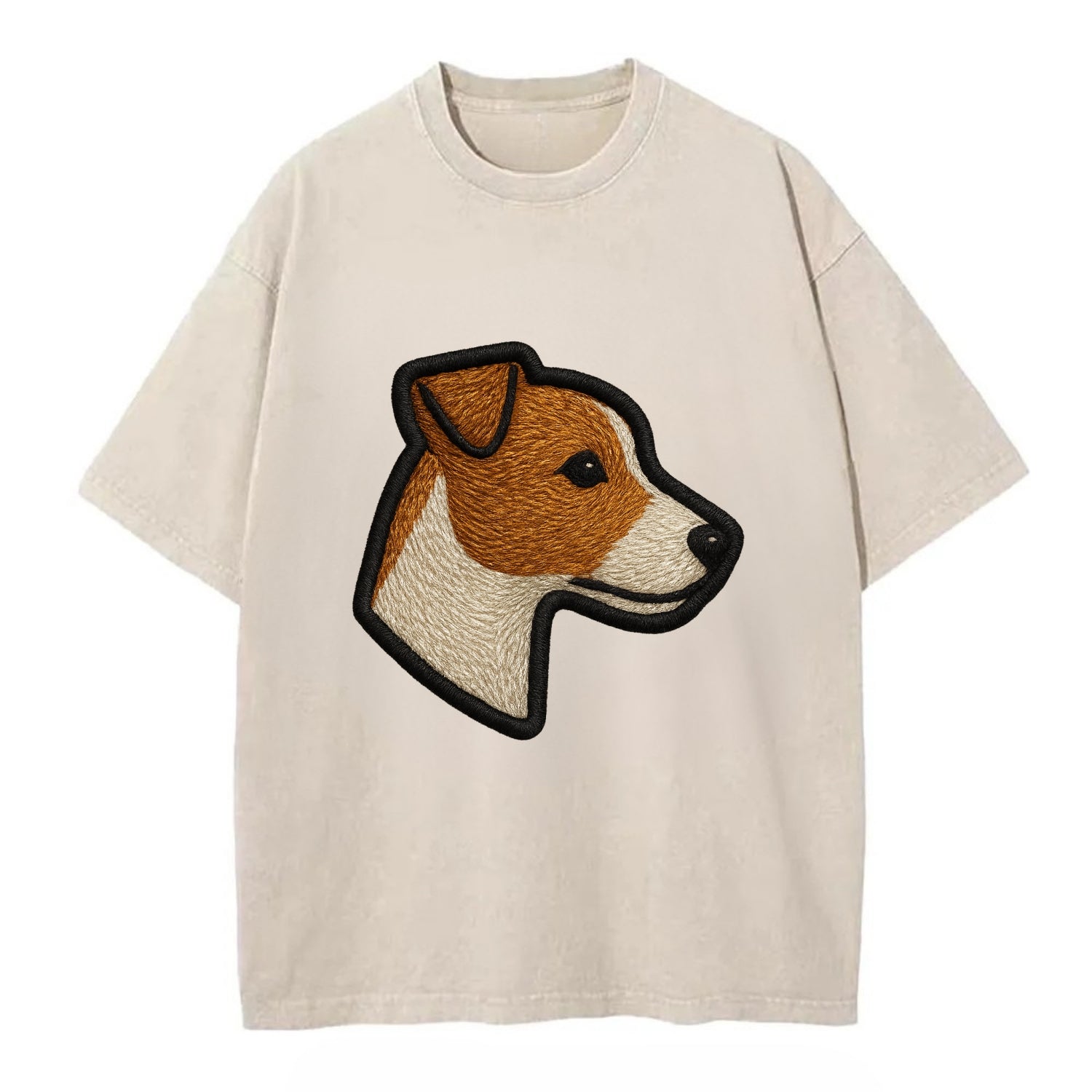 Jack Russell Terrier - Modern small terr - Vintage T-shirt - Off White