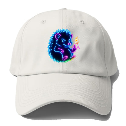 tiny hedgehog curled up slightly, one little paw raised flipping the bird - Baseball Cap - Off White
