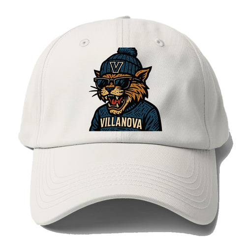 Villanova Wildcat wearing Villanova beanie with V patch - Baseball Cap