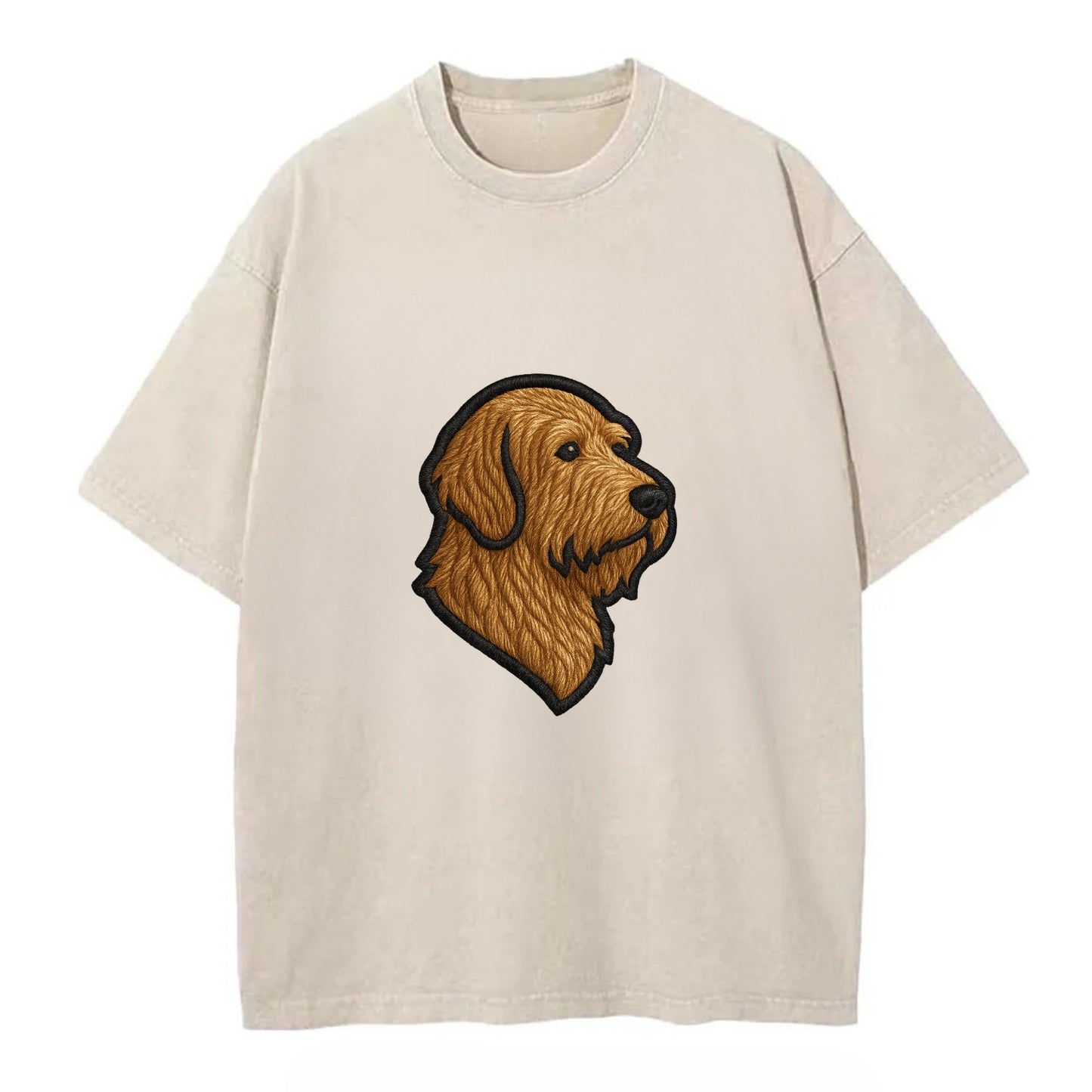 Otterhound - Trendy shaggy hound logo wi - Vintage T-shirt - Off White