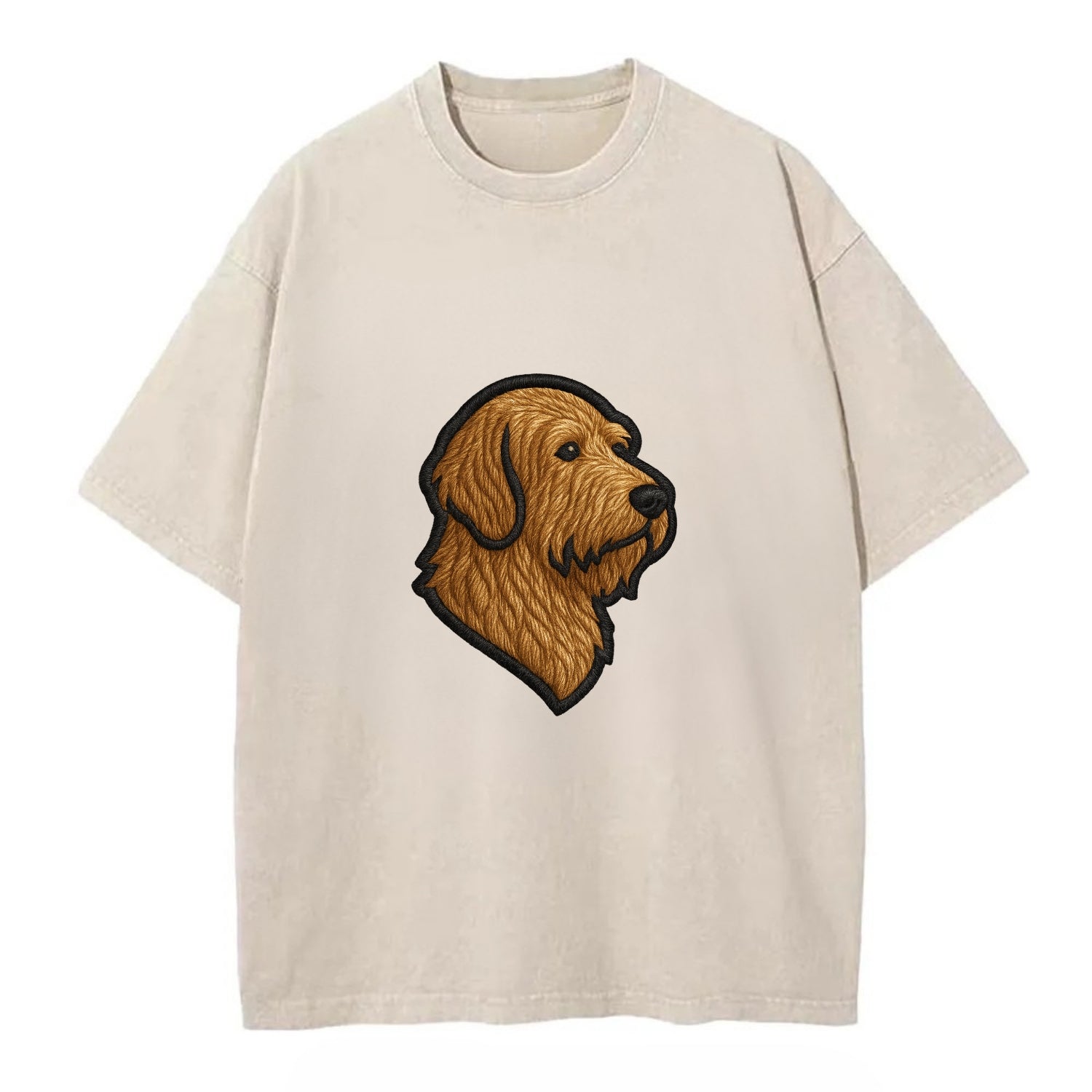 Otterhound - Trendy shaggy hound logo wi - Vintage T-shirt - Off White