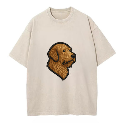 Otterhound - Trendy shaggy hound logo wi - Vintage T-shirt - Off White