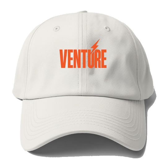 Bold typography design - "VENTURE" - taking risks, bold exploration - Baseball Cap - Off White
