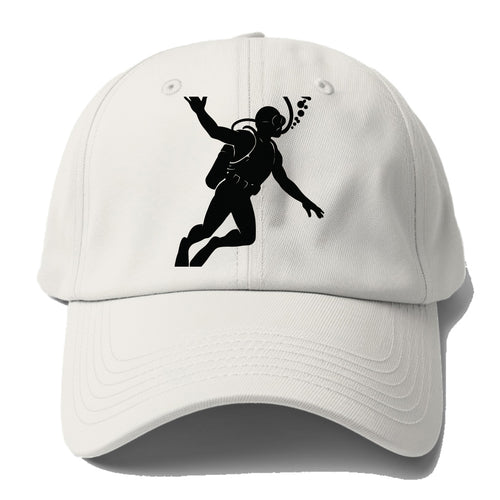 Scuba diver descending with gear - Baseball Cap