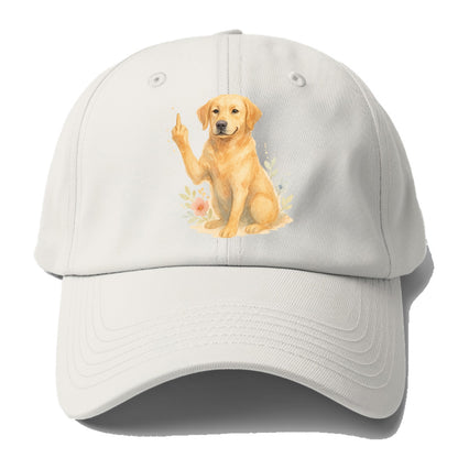 Labrador Retriever yellow sitting pretty, friendly face, strong paw up with sass - Baseball Cap - Off White