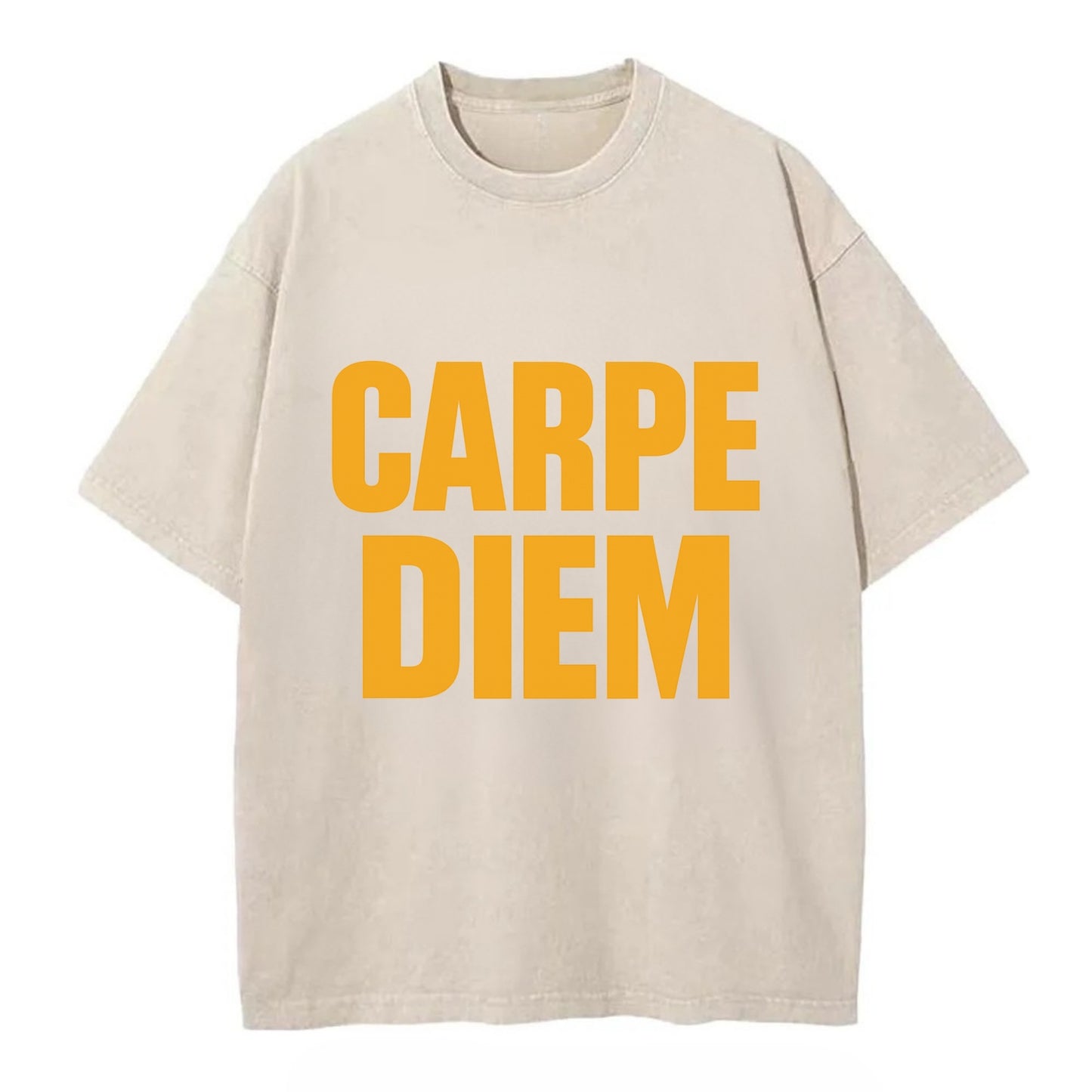 Bold typography design - "CARPE DIEM" - seize the day - Vintage T-shirt - Off White