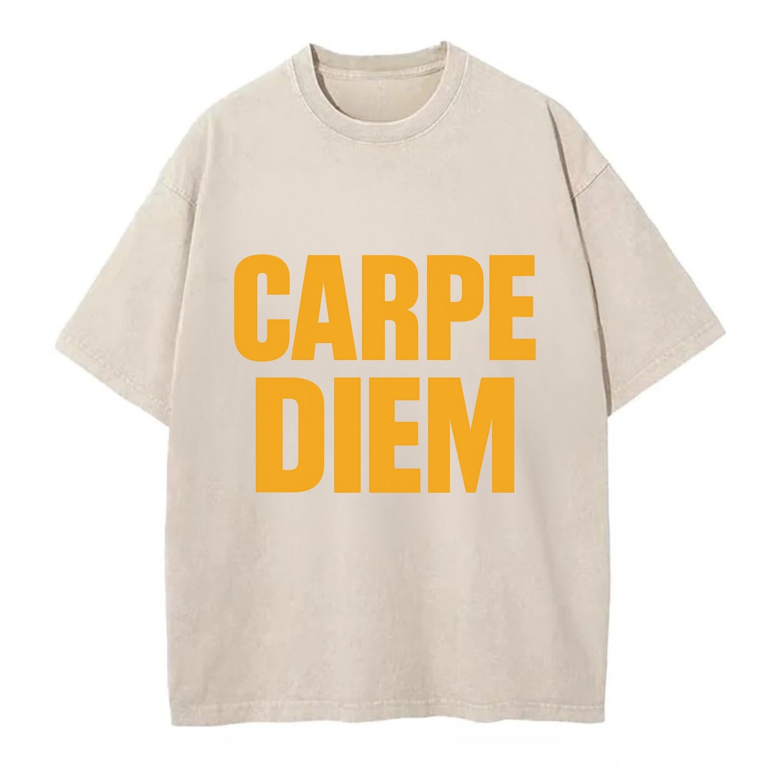 Bold typography design - "CARPE DIEM" - seize the day - Vintage T-shirt - Off White