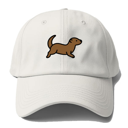 Otter - Brown sleek swimming pose flat side profile - Baseball Cap For Big Heads - Off White