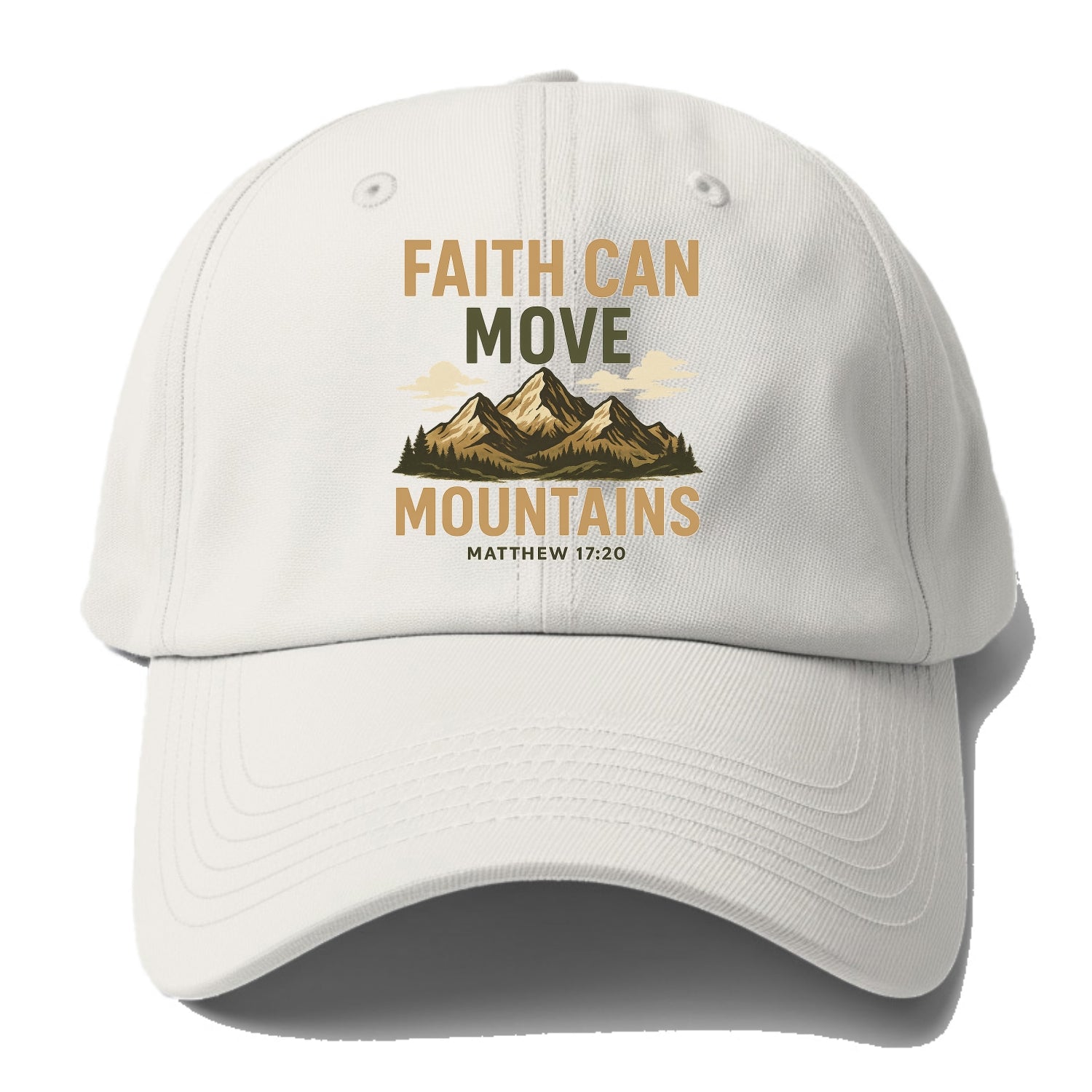 Matthew 17:20 Mountains - Baseball Cap - Off White