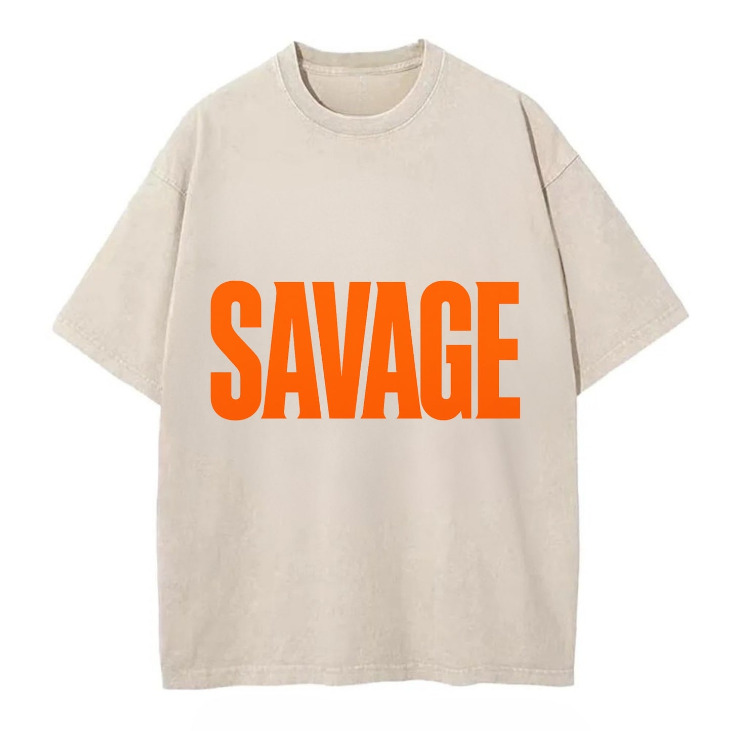 Bold typography design - "SAVAGE" - fierce attitude, taking no prisoners - Vintage T-shirt - Off White