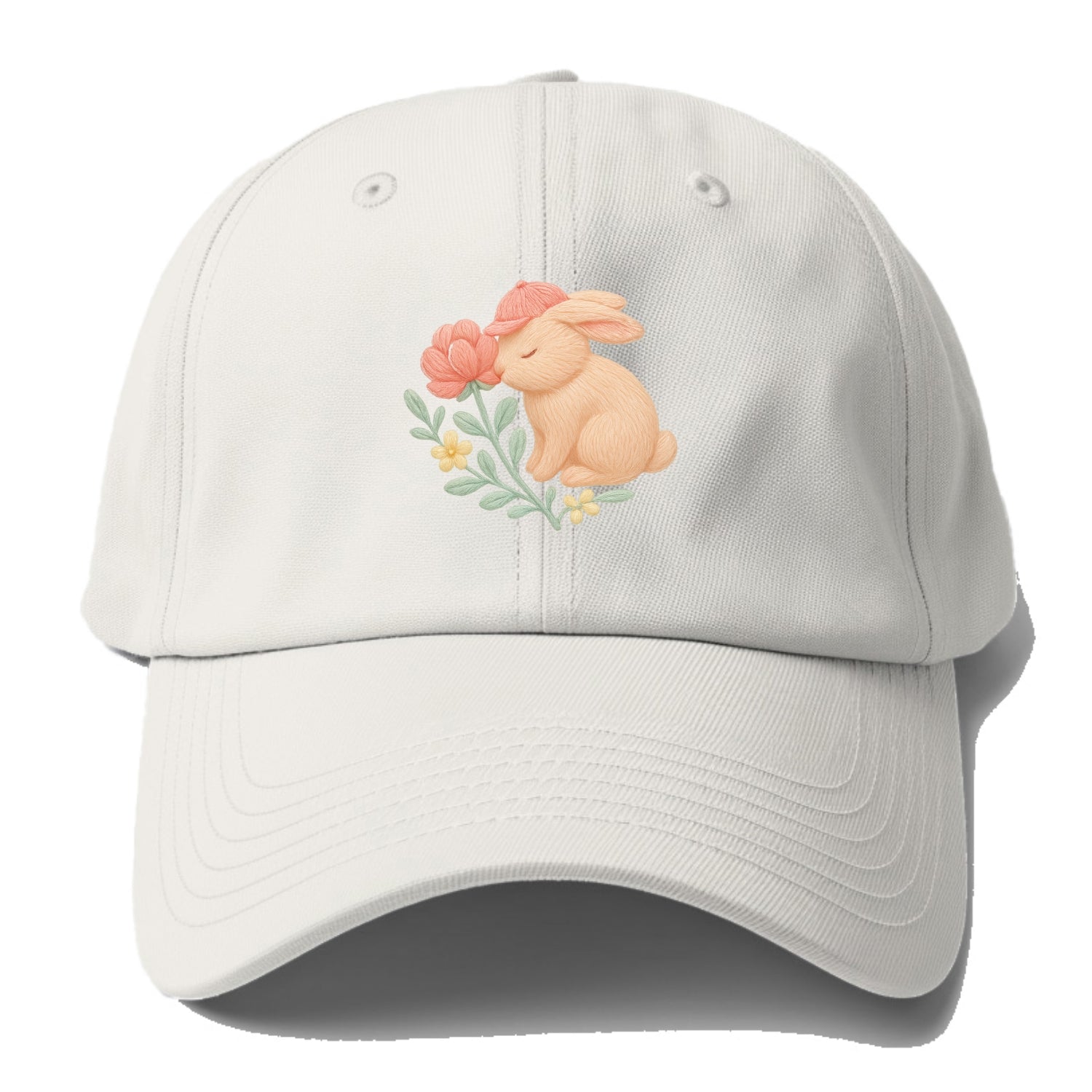 Peach Bunny - Baseball Cap - Off White