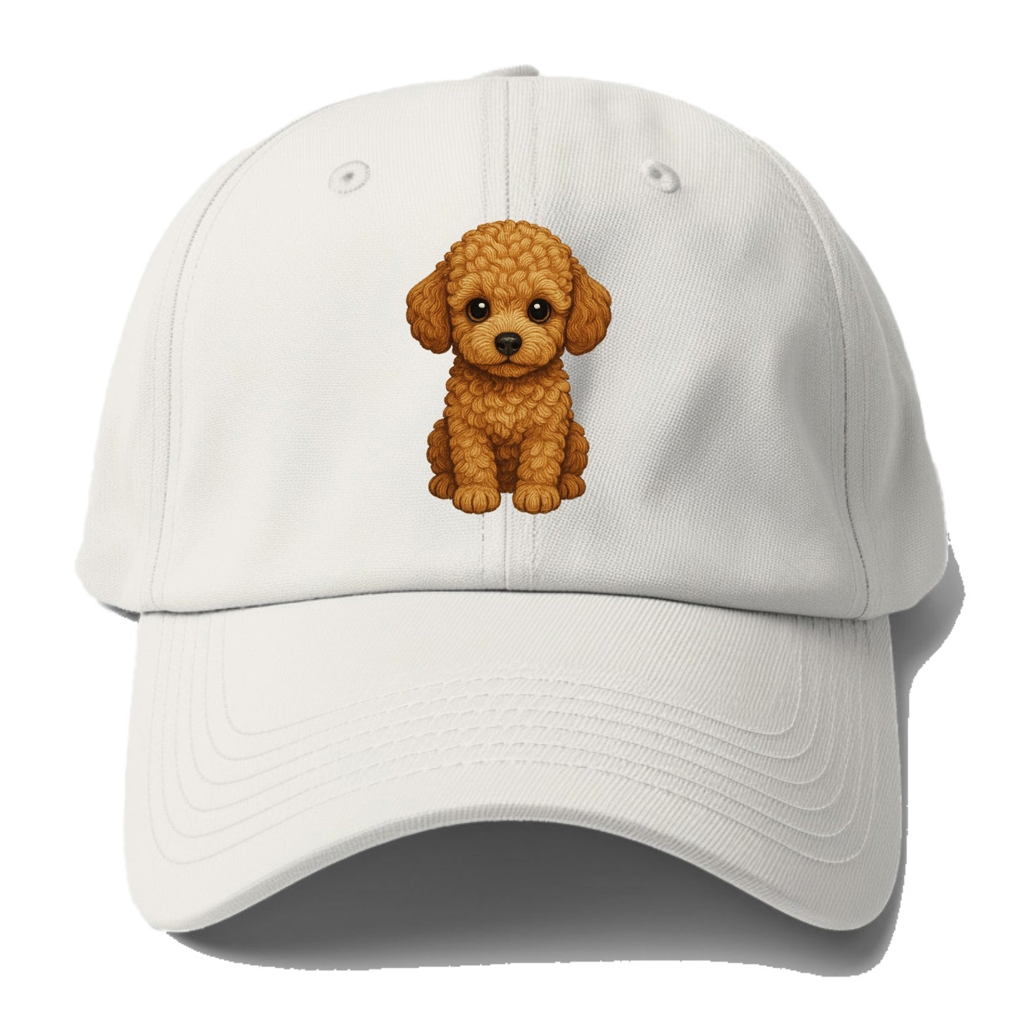 Baby Poodle Puppy - curly fluffy coat, intelligent eyes, elegant snout, - Baseball Cap - Off White