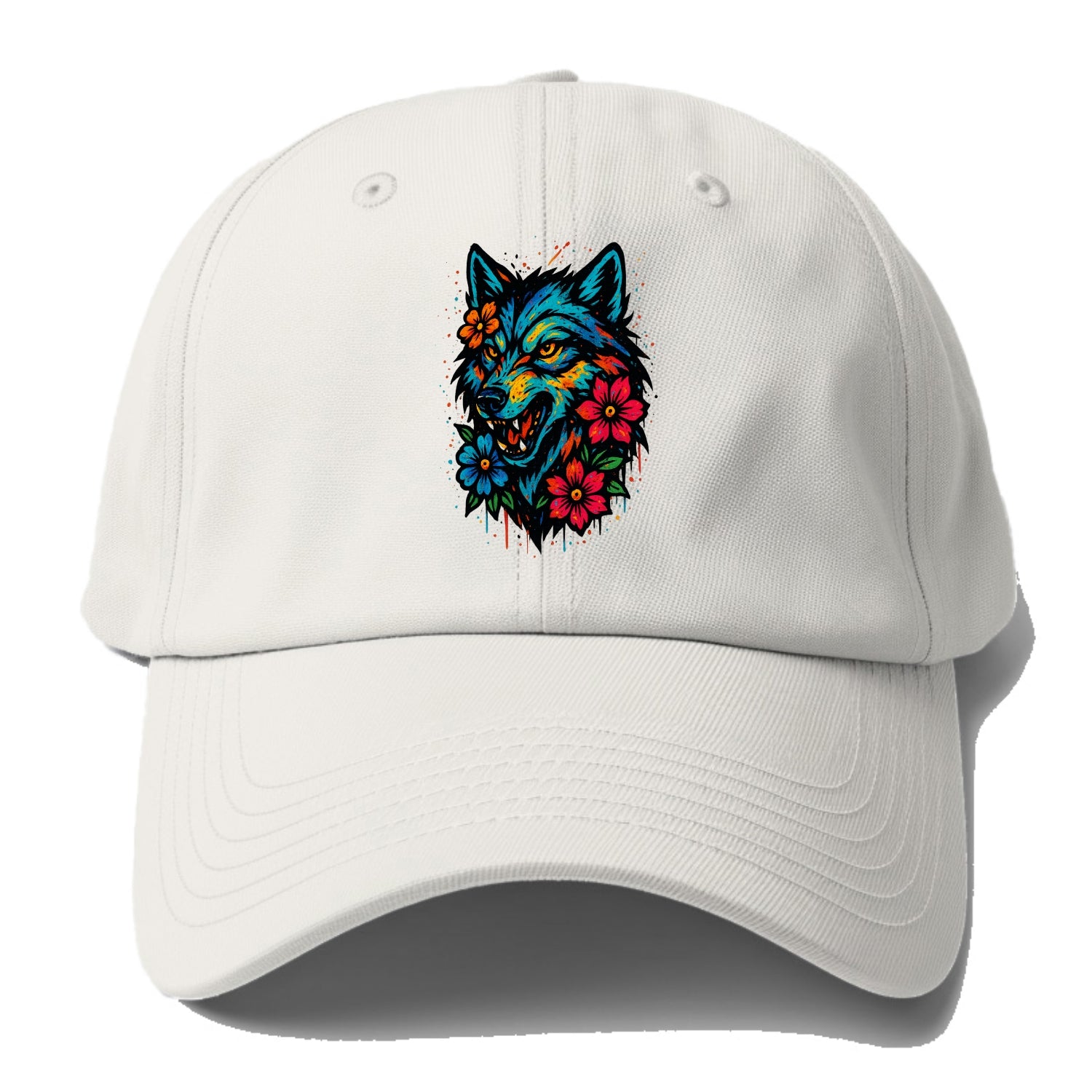 Floral Wolf Garden  - Baseball Cap - Off White
