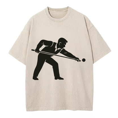 Pool player lining up shot - Vintage T-shirt - Off White