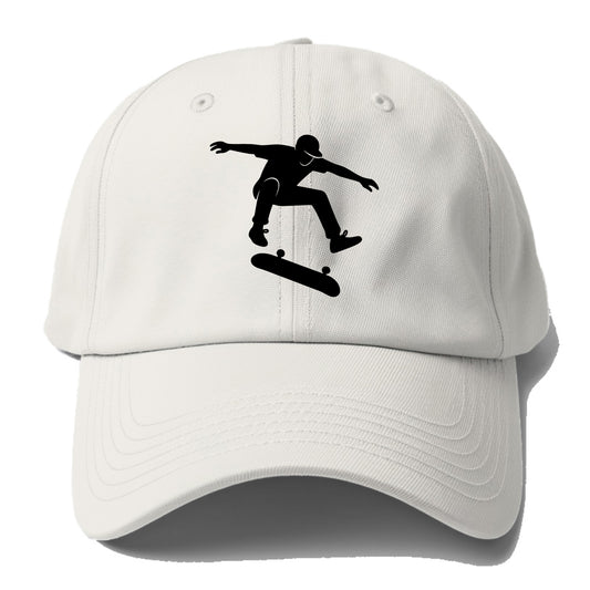 Skateboarder doing kickflip trick - Baseball Cap - Off White