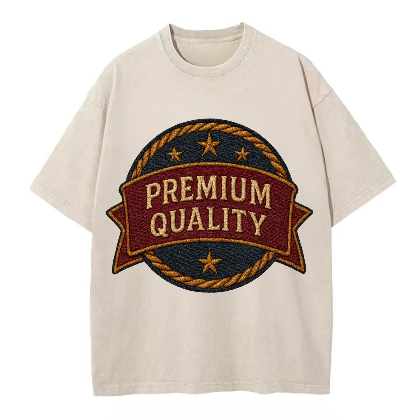 Premium Quality Badge  - Vintage T-shirt - Off White