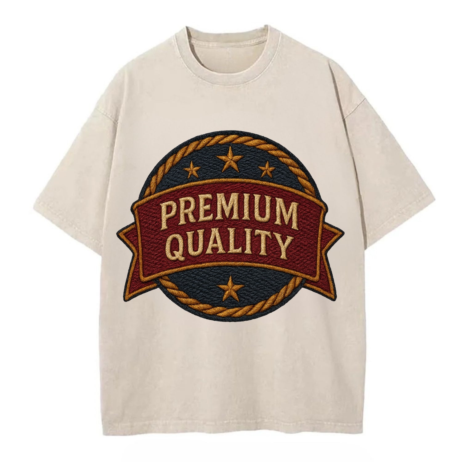 Premium Quality Badge  - Vintage T-shirt - Off White
