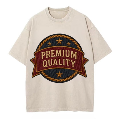Premium Quality Badge  - Vintage T-shirt - Off White